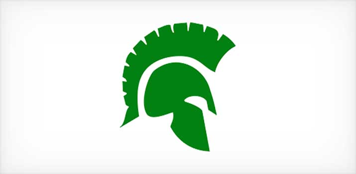 Spartan Head Green on White.