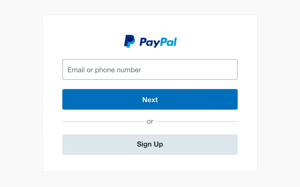 PayPal 1: Login.