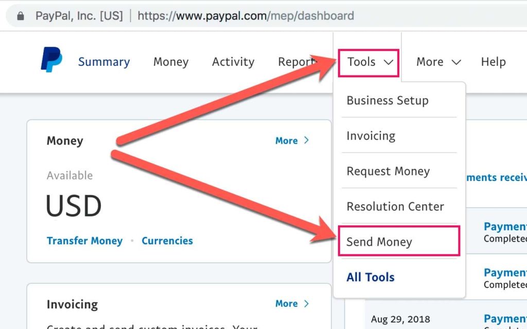 PayPal 2: Send Money.