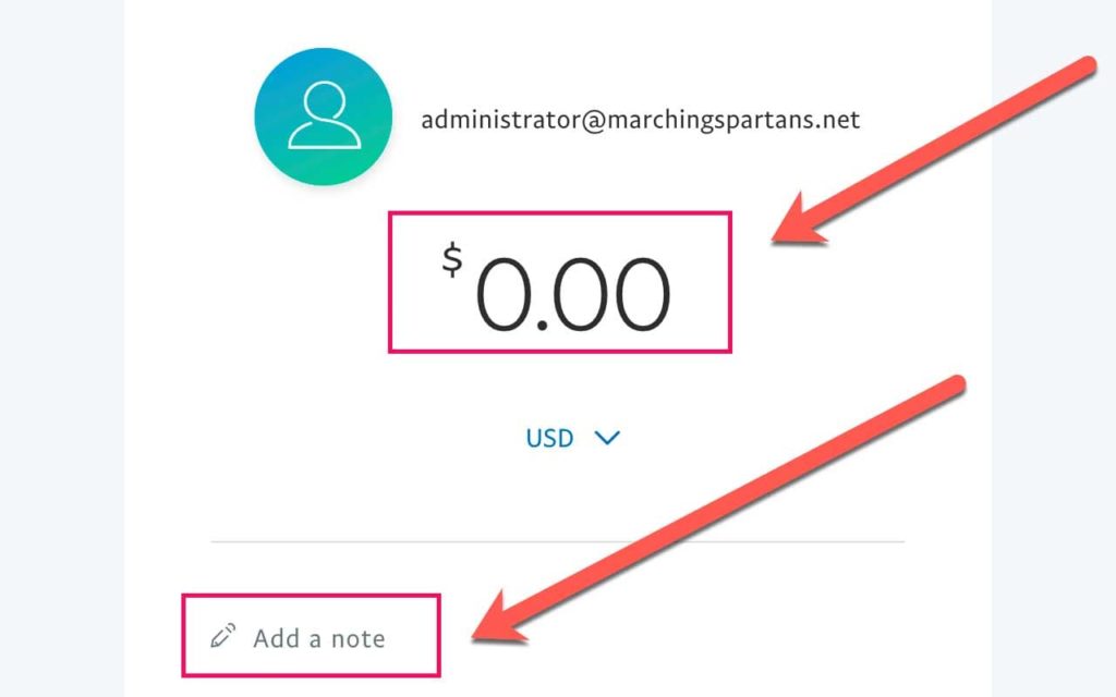 PayPal 5: Amount and Note.