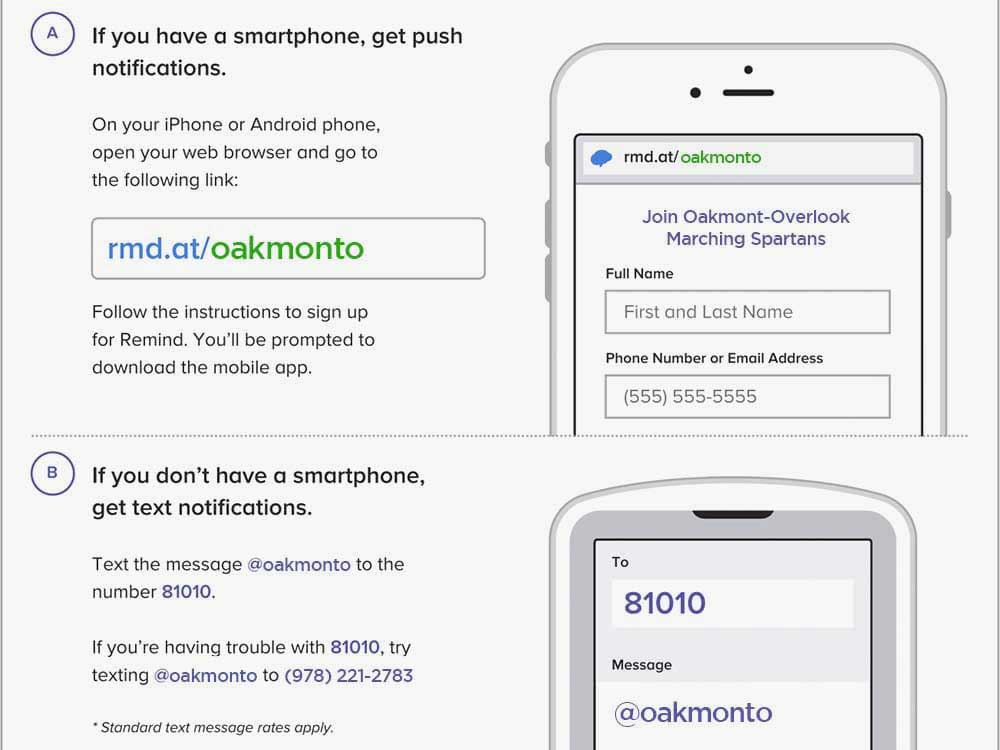 Oakmont Marching Band Remind.