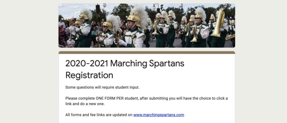 Marching Spartans 2021 Registration.